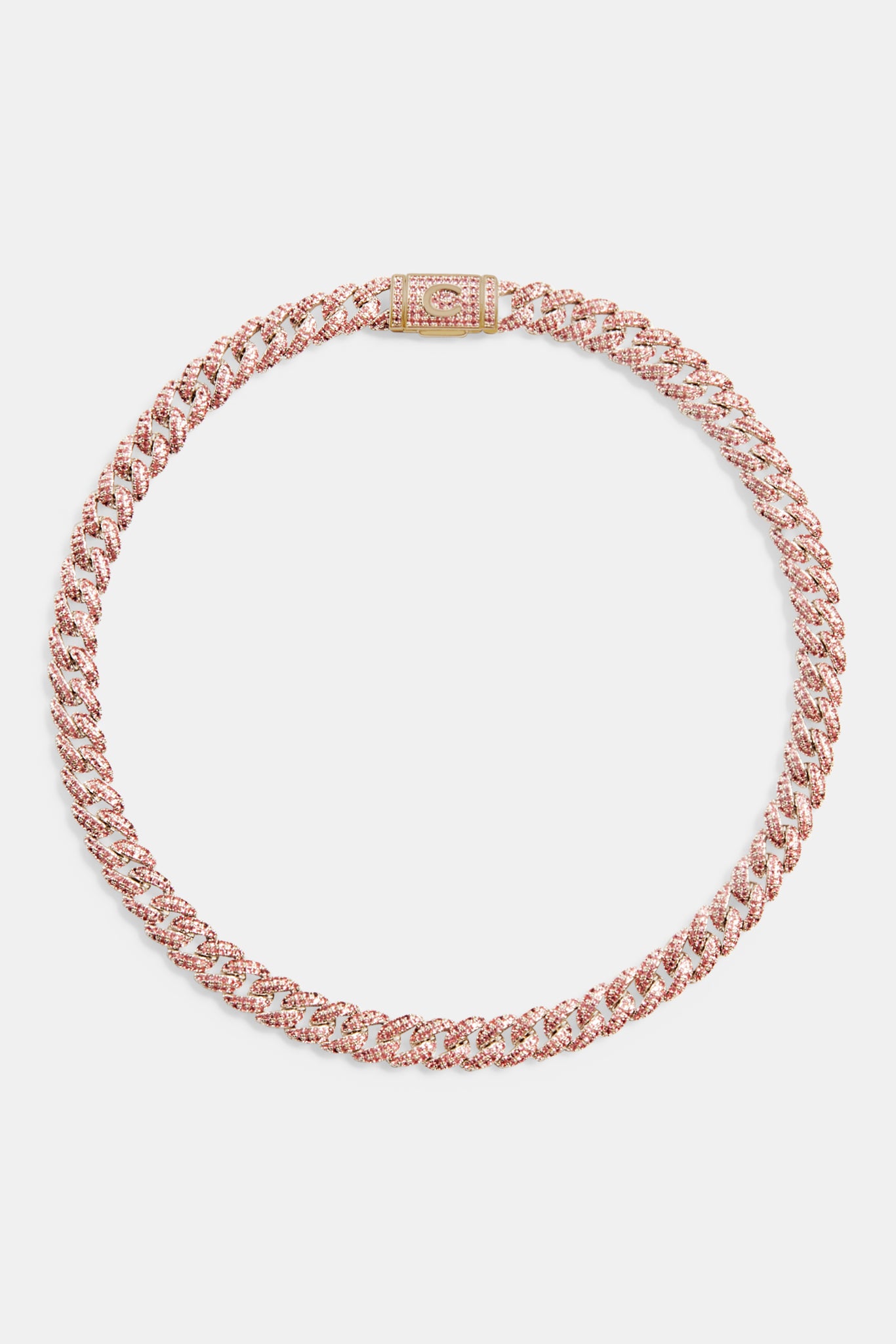 8 mm rosa Iced Out kubanische Kette Choker